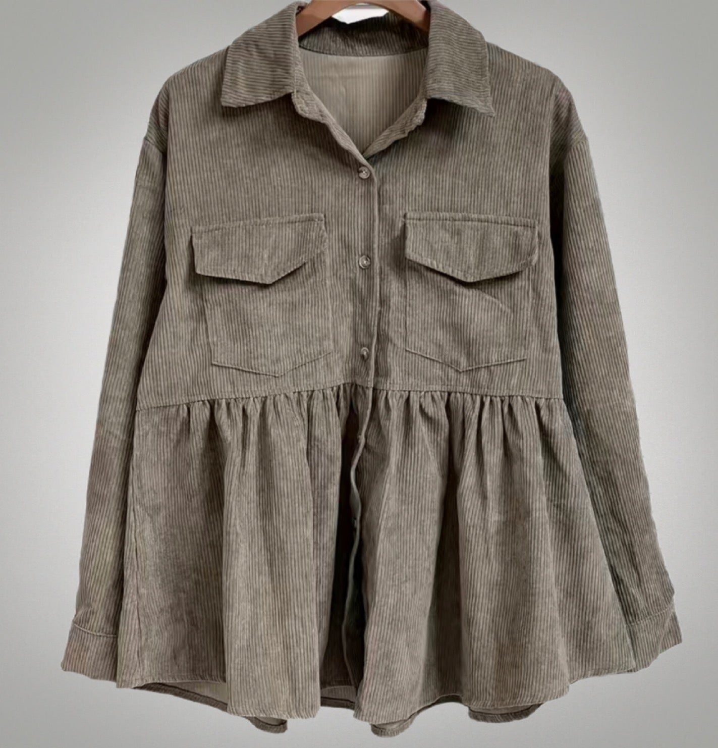 Taupe corduroy ruffled